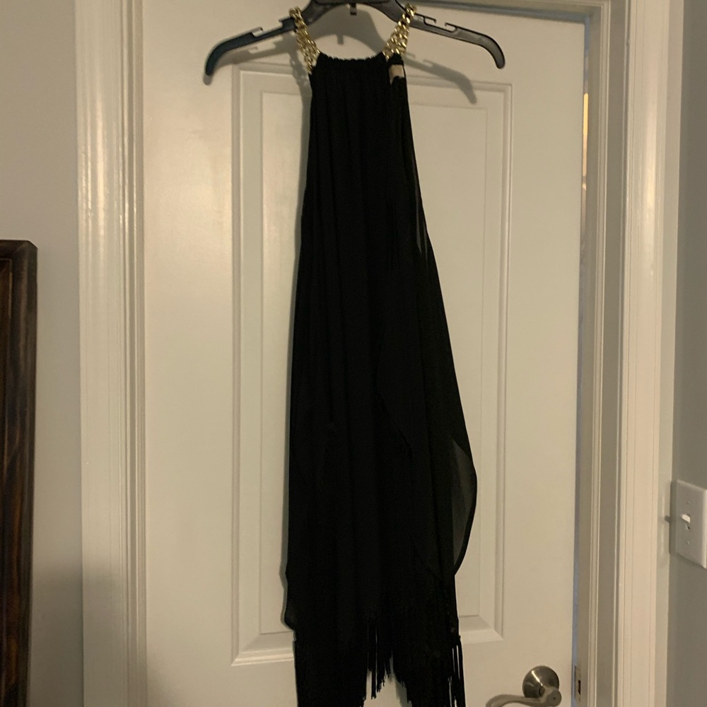 Michael Kors gold and black fringe dress
